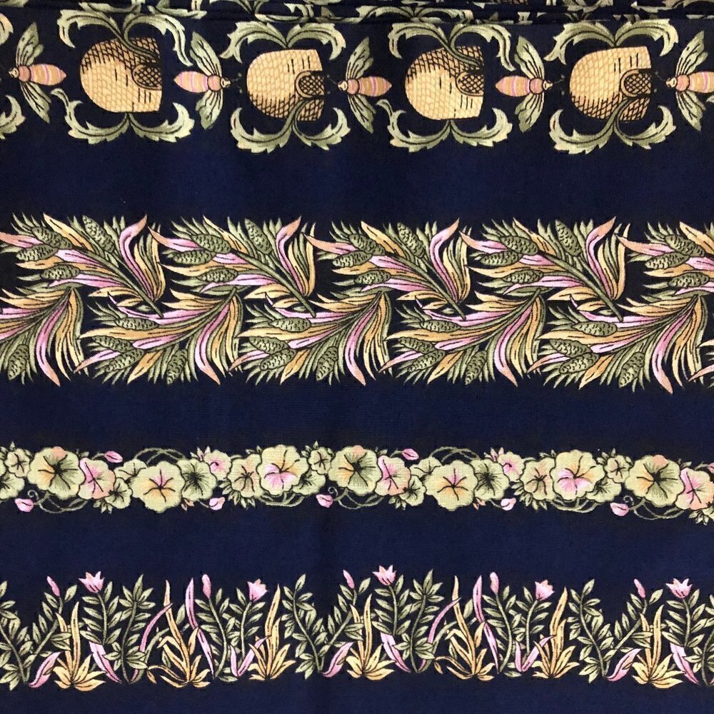 🛒$24 Quilt Cotton Fabric  - 3 yard Blue Floral Blue Green Pink Stripe #559-2